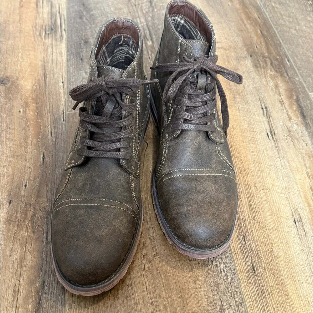 Polar Fox Ronny Work Lace Up Motorcycle Combat Boots, Size 8